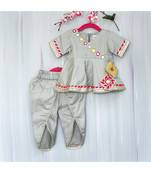 grey cotton mirror work dhoti kurta