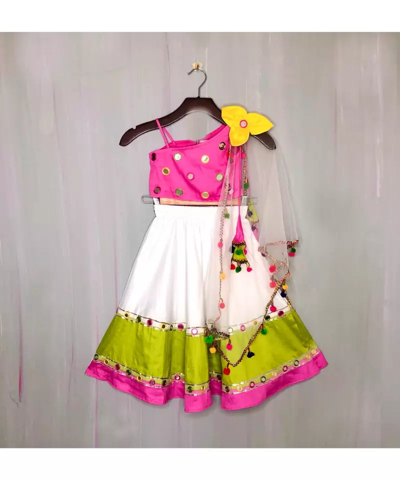 multicolor mirror work lehenga