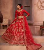 wedding wear red lehenga choli with duptta