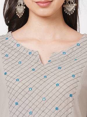 Grey printed cotton ethnic-kurtis 5