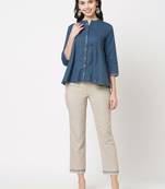 Blue embroidered flex tunics