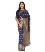 Blue embroidered  art silk saree with blouse