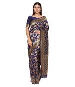 Blue embroidered  art silk saree with blouse