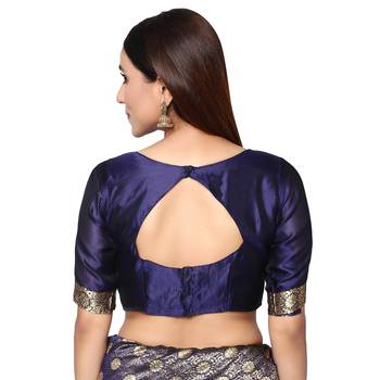 Blue embroidered  art silk saree with blouse 5