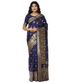 Blue embroidered  art silk saree with blouse