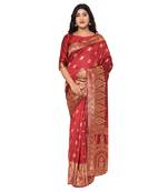 Maroon embroidered  art silk saree with blouse
