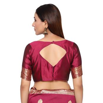 Purple embroidered  art silk saree with blouse 5