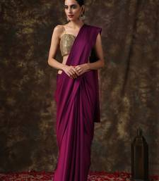 Purple plain satin saree with blouse