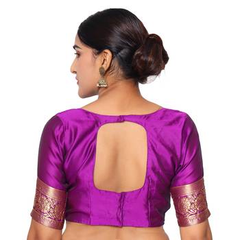 Purple embroidered  art silk saree with blouse 5