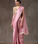   baby pink plain satin saree with blouse