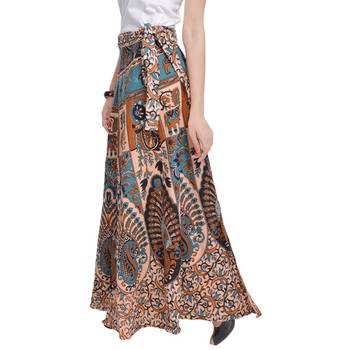 Beige Bagru Printed Cotton Wrap Around Long Skirt 4