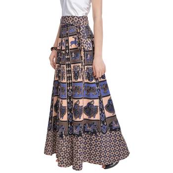 Beige Bagru Printed Cotton Wrap Around Long Skirt 4
