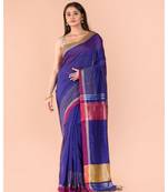 Blue Handwoven Blended Cotton Saree