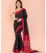 Black Blended Cotton Jamdani Saree