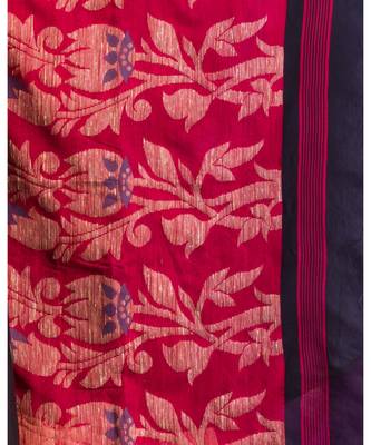 Black Blended Cotton Jamdani Saree 5