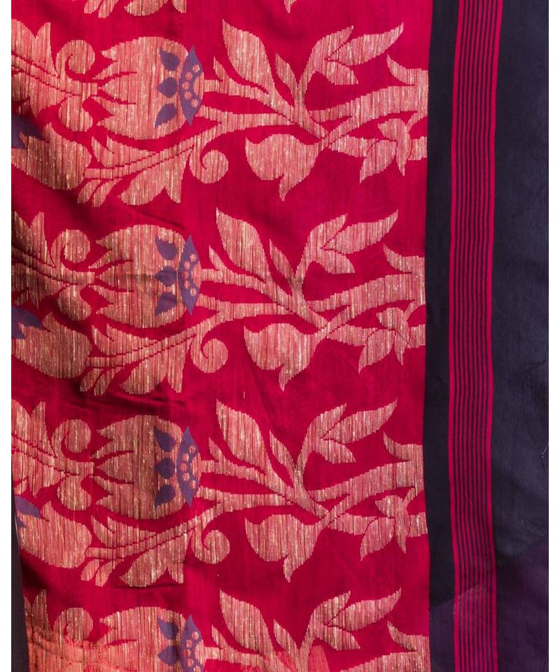 Black Blended Cotton Jamdani Saree