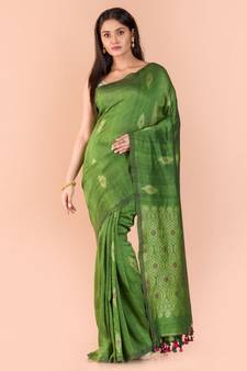 Parrot Green Handwoven Green Linen