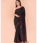 Black Sequins Handwoven Blended CottonSaree