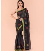 Black Blended Cotton Jamdani Saree