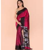 Rose Red Black Matka Silk Jamdani Saree