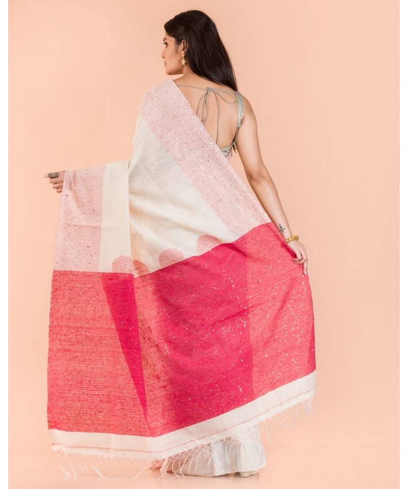 Off White Tangail Noyel Saree