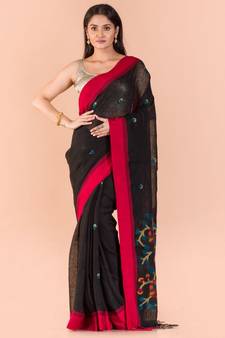 Black Linen Jamdani Saree
