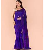 Blue Handloom Blended Cotton Saree