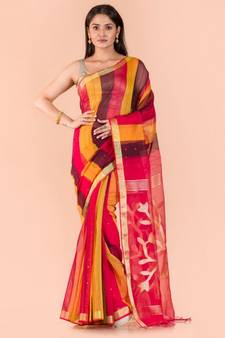 Multicolor Handloom Sequins Jamdani saree