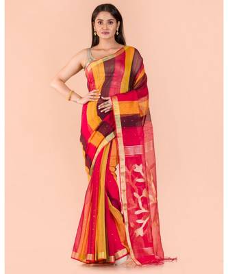 Multicolor Handloom Sequins Jamdani saree 1