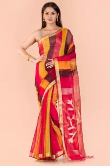 Multicolor Handloom Sequins Jamdani saree