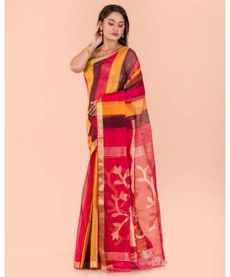 Multicolor Handloom Sequins Jamdani saree 2