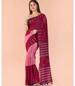 Maroon Peach Handwoven Cotton Saree