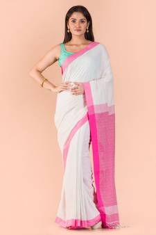 Peach Handloom Cotton Saree