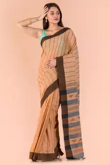 Biscuit Handloom Cotton Saree