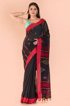 Black Cotton Jamdani Saree