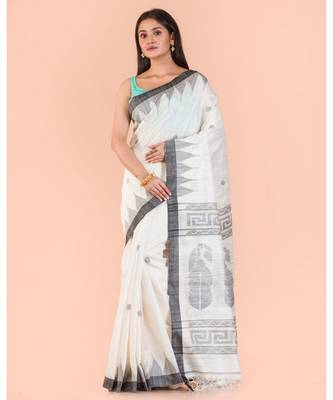 Off White Matka Silk Jamdani Saree 1
