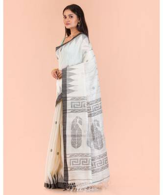 Off White Matka Silk Jamdani Saree 2