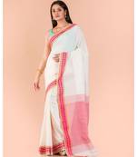 Soft Cream Cotton Tangail Saree