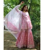 Pink cotton printed stitched  Kurta &  bottom with Dupatta