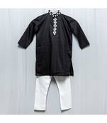 black cotton mirror work kurta paijama