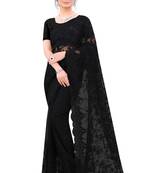 Black embroidered net saree with blouse