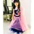 blue pink resham work attached dupatta lehenga
