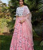 White Semi Stitched Lehenga Choli Cotton Semi Stitched Ceremonial Ethnic Lehengas