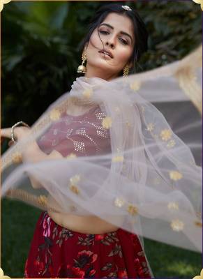 Maroon Semi Stitched Lehenga Choli Viscose Cotton Semi Stitched Ceremonial Ethnic Lehengas 2