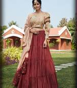 Chiku Semi Stitched Lehenga Choli Viscose Cotton Semi Stitched Ceremonial Bollywood Lehengas
