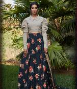 Grey Semi Stitched Lehenga Choli Georgette Semi Stitched Ceremonial Bollywood Lehengas