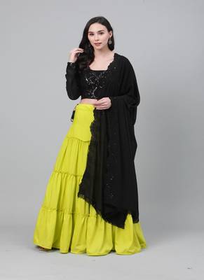 Black Semi Stitched Lehenga Choli Georgette Semi Stitched Ceremonial Bollywood Lehengas 1
