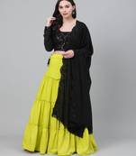 Black Semi Stitched Lehenga Choli Georgette Semi Stitched Ceremonial Bollywood Lehengas