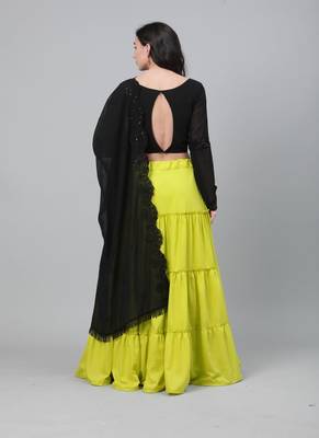 Black Semi Stitched Lehenga Choli Georgette Semi Stitched Ceremonial Bollywood Lehengas 2