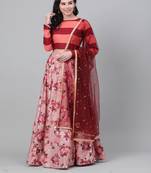 Maroon Semi Stitched Lehenga Choli Cotton Semi Stitched Ceremonial Bollywood Lehengas